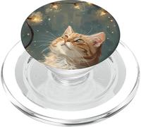 Escena De Invierno Miradas En Luces De Navidad Gato De Jengibre De Tempor PopSockets PopGrip para MagSafe