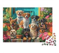 Escena de jardín de Cachorros Lindos 1000 Pieza Rompecabezas Conjunto Rompecabezas para Adultos Desafío Juego Educativo Presente Divertido 38x26cm/1000pcs