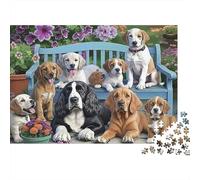 Escena de jardín de Perros Lindos 1000 Pieza Paquete De Rompecabezas Amantes Rompecabezas Familia Alivio Estrés Regalo para Pareja Puzzle Socios 52x38cm/1000pcs