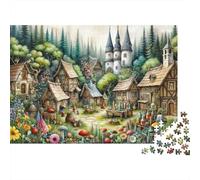 Escena de la Aldea de fantasía Puzzle Adultos 1000 Piezas Ciudad de Cuentos de Hadas Cartón para Parejas Regalo Navidad para Entretenimiento Oferta Mejor Regalo 38x26cm/1000pcs