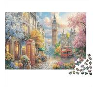Escena de la Calle de Londres Rompecabezas Clásico 1000 Piezas para Adultos Todas Edades, Cartón Premium, Decoración Interior, Regalo Mujeres, Relajación En Casa 38x26cm/1000pcs