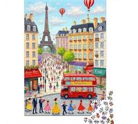 Escena de la Calle de París 1000 Piezas Stock De Cartas Premium Paquete De Rompecabezas Entusiastas De Jigsaw Senior Difícil Desafío Decoración De Paredes Paquete De Valor 38x26cm/1000pcs