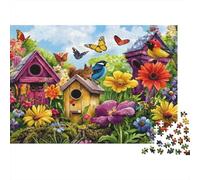 Escena de la casa de Aves del jardín Rompecabezas 1000 Piezas Ilustrados Juego Familiar DIY Adultos Desafío Imposible Regalo Navidad 52x38cm/1000pcs
