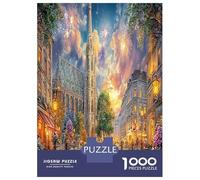 Escena de la Catedral de París 1000 Piezas Catedral gótica por la Noche Rompecabezas De Obra De Arte Juguetes Rompecabezas De Juego Toda La Familia Regalos 52x38cm/1000pcs