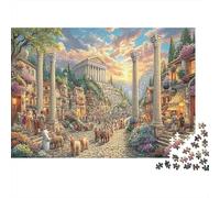 Escena de la Ciudad Antigua Rompecabezas 1000 Piezas Art Print Estéticos Y Desafiantes Entretenimiento Creativo Regalo para Familiares/Parejas para Adultos Y Niños Mayores 52x38cm