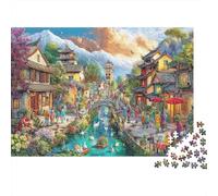 Escena de la Ciudad Antigua Rompecabezas 1000 Piezas para Jugadores Adultos, Papel Reciclado Resistente,Paisaje de la Ciudad China Regalo Adultos, Diversi贸n Fin De Semana 52x38cm/1000pcs