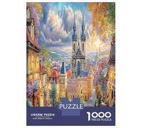 Escena de la Ciudad de Primavera Puzzle Intelectual Desafío 1000 Piezas Calle Flor Praga Rompecabezas Juego EduGatoivo para Niños Adultos 52x38cm/1000pcs