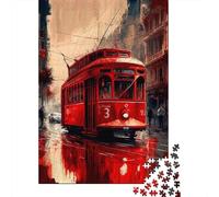 Escena de la Ciudad del tranvía Rojo 1000 Piezas Cartón Extra Grueso Rompecabezas Clásicos para Adultos Entrenamiento Cerebral Decoración De Paredes Idea De Regalo 52x38cm/1000pcs