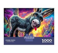 Escena de la Granja 1000 Pieza Burro Fluffy en Paisaje Neón Rompecabezas Conjunto Rompecabezas para Adultos Desafío Juego Educativo Presente Divertido 38x26cm/1000pcs