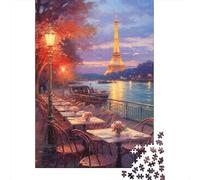 Escena de la Noche de París 1000 Piezas Papel Ecológico Rompecabezas Conjunto Fans De Adolescentes 12-18 Años Entrenamiento De Concentración Presente Divertido 38x26cm/1000pcs