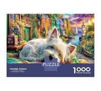Escena de la Playa de Schnauzer 1000 Piezas Puzzle 3D - Papel Reciclado Acogedora Vivienda Rural Vista & Puzzle Único - Regalo De San Valentín 70x50cm/1000pcs