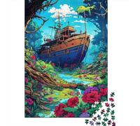 Escena de la Selva del naufragio 1000 Piezas Cartón Resistente Rompecabezas Conjunto Entusiastas De Jigsaw Senior Entrenamiento De Concentración Decoración De Paredes 52x38cm/1000pcs