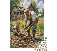 Escena de la Vida de la Granja Rural 1000 Piezas Cartón Grueso Rompecabezas Premium Amantes De La Familia Entrenamiento De Concentración Presente Divertido 70x50cm/1000pcs