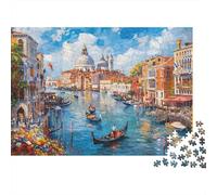 Escena de los Canales de Venecia. Cartón 100% Reciclado. Vista de los Canales de Venecia. Rompecabezas de 1000 Piezas para Adultos. El desafío Imposible. 52 x 38 cm / 1000 Piezas.