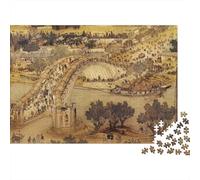 Escena de Mercado Puente Antiguo Puzzle de 1000 Piezas Papel Puzzle para Adultos Paisaje Juego de Puzzle 1000 Piezas Relajación Decoración Regalo 70x50cm/1000pcs