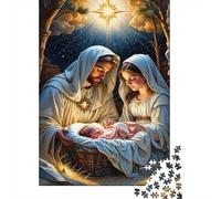 Escena de Natividad Jesús Puzzle de 1000 Piezas para Adultos: María y José con el Niño Jesús Recién Nacido Juego Familiar Divertido y Desafiante y Gran Idea de Regalo 70x50cm/1000 Piezas