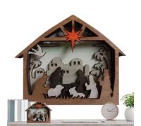 Escena de Nativity - Figura decorativa para mesa decorativa (3D, 3D, diseño de uñas, luz cálida | Photography Props Wood Ornament, Christmas Desk Centerpieces Home Dining Table Mantelshelf