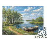 Escena de Naturaleza Junto al Lago 1000 Piezas Cartón Resistente Paquete De Rompecabezas Pareja Socios Divertido Juego Desafiante Entrenamiento Cerebral Regalos 70x50cm/1000pcs