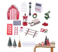 Escena de Navidad en Miniatura - Plantilla de Puerta de la Casa de 1:12, Artesanía de Madera de Vacaciones, Decoración de Nieve, Simulación de árbol | Juguetes creativos para el de la