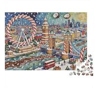 Escena de Navidad Londres Set De Rompecabezas 1000 Piezas Cartón Premium Antiestrés para Adultos Desafío Educativo Diversión En Casa 70x50cm/1000pcs