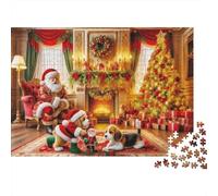 Escena de Papá Noel_2 Puzzles 1000 Piezas Sin Polvo De Papel Puzle Clásico Gimnasia Cerebral para Puzzle para Enmarcar como Conexión Familiar 38x26cm/1000pcs