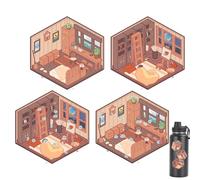 Escena de pegatinas, pegatinas para el hogar - 8 escenas de pegatinas con dibujos animados,Decoraciones para planificadores, pegatinas para escenas apilables, creación de escenas para tu habitación