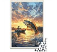 Escena de Pesca Atardecer 1000 Piezas Papel Ecológico Rompecabezas Clásicos Amantes De La Familia Descompresión Juego Regalos Paquete De Valor 38x26cm/1000pcs