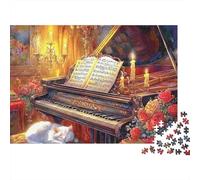 Escena de Piano clásico Rompecabezas 1000 Piezas Cartón Grueso para Adolescentes 12-18 Entrenamiento Cerebral Diversión De Vacaciones Regalo Atencioso para Chicos 38x26cm/1000pcs