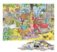 Escena de Picnic en el Pueblo Puzzles Adultos 1000 Piezas Juego De Rompecabezas para Decoración del Hogar Educational Game Cumpleaños Stress Relief 1000pcs (75x50cm)