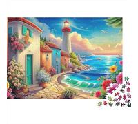 Escena de Playa 1000 Piezas Puzzle para Adultos Pueblo Colorido 1000 Piezas Puzzle para Adultos - Actividad Divertida para Días Lluviosos, Cumpleaños Jumbo 100% Cartón Reciclado 70x50cm/1000pz