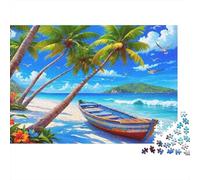 Escena de Playa Tropical 1000 Piezas Cartón Resistente Rompecabezas Premium Fans De Adolescentes 12-18 Años Entrenamiento De Concentración Presente Divertido 38x26cm/1000pcs