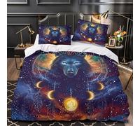 Escena de pueblo invernal Funda de Edredón Cremallera Oculta Suave 3 Piezas Impresión 3D con Fundas de Almohada Transpirable Copo de nieve mágico Funda Edredon for niños y niñas Double（200x200cm）