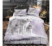 Escena de pueblo invernal Funda de Edredón Diseño 3D 3 Piezas de poliéster Cremallera Oculta incluye Fundas de Almohada Transpirable Festivo colorido Funda Edredon for niños y niñas King（220x240cm）