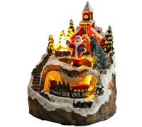 Escena De Pueblo Navideño, Decoración Navideña País Nieve Ciudad Paisaje, Snows Town Escena De Navidad Figurita Casa con Música, Suministros De Fiesta De Navidad, Agrega Un Ambiente Festivo