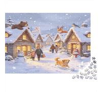 Escena de Pueblo Nevado Puzzle de 1000 Piezas Papel para Adultos Estilo Cuento de Invierno Relajación Concentración Hogar Regalo Familiar 52x38cm/1000pcs