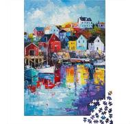 Escena de Puerto Colorida Puzzle De 1000 Piezas Puzzle Arte Puzzles para Adultos Y Niños Adultos Y Niños A Partir De 12 Año 52x38cm/1000pcs