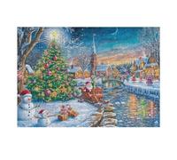 Escena de Puerto navideña Rompecabezas 300 Piezas Cartón para Niños Mayores 14 Años Tiempo Libre Actividad Antiestrés Más Vendido Detalle Único Original 300 PCS