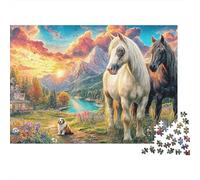Escena de Puesta del Sol de la montaña Puzzle De 1000 Piezas Puzzle Altamente jugable Noches De Puzzle En Familia, Adultos Y Niños 38x26cm/1000pcs