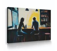 Escena de relajación moderna Arte de pared en lienzo Impresión de imagen social urbana Cuadro artístico abstracto Póster Pintura para vivir Comedor en casa 25x40cm Marco interior