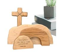 Escena De Resurrección De Pascua - Tumba Vacía Hecha A Mano, Escena De Pascua, Kit De Bandeja De Tumba De Madera | Decoración Del Signo De La Natividad De Jesús Hecho A Mano, Centro De Mesa Cristiano