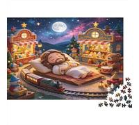 Escena de sueño en Mercado navideño Puzzle de 1000 Piezas Papel para Adultos Tren Nocturno Juego de Puzzle 1000 Piezas Familia Relajación Decoración Regalo Nan