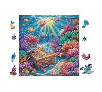 Escena de Tesoro bajo el Agua Rompecabezas 100 Piezas Cartón Grueso para Adultos Desconectar Rutina Ejercicio Mental Relajante Decoración Dormitorio Regalo 28x28cm