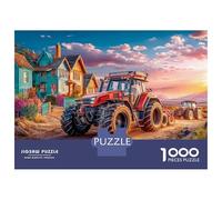 Escena de Tractor Rural Jigsaw Paisaje Vibrante del Atardecer Puzzle Mil Piezas Papel Resistente - para Entusiastas Mejora Concentración Regalo Cumpleaños Duradero 52x38cm/1000pcs