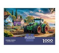 Escena de Tractor Rural Puzle De 1000 Piezas - Arte de Paisaje de Granja Clásico Desconexión Digital - Cartón Reciclado 38x26cm/1000piezas