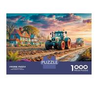 Escena de Tractor Rural Puzle De 1000 Piezas - Estilo de Paisaje de Granja Clásico Desconexión Digital - Cartón Reciclado 70x50cm/1000piezas