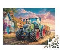 Escena de Tractor Rural Puzzle 1000 Piezas para Parejas Vintage-Landschaftsillustration Detalles Nítidos Reducción De Estrés Más Vendido Sin Polvo Papel Grueso 70x50cm/1000pcs