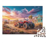 Escena de Tractor Rural> Puzzle 1000 Piezas para Toda La Familia Estilo artístico Vintage de Campo para Expertos Entrenamiento Mental Idea De Regalo Piezas Precisas Reciclable 70x50cm/1000pcs