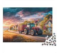 Escena de Tractor Rural Puzzle 1000p para Toda La Familia Pintura de Campo Vintage Relax En Casa Reto Mental Mejor Valorados Tiempo Libre Reciclable 52x38cm/1000pcs