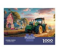 Escena De Tractor Rural Puzzle De 1000 Piezas - Pintura Campestre Vintage Desconexión Digital - Cartón Reciclado 38x26cm/1000pcs