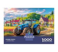 Escena De Tractor Rural Puzzle De 1000 Piezas - Pintura Campestre Vintage Desconexión Digital - Cartón Reciclado 70x50cm/1000pcs